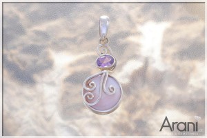 Z237 zawieszka, ametyst+perła Shell SREBRO 925