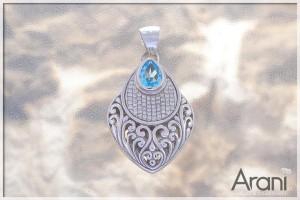 Z246 zawieszka, topaz niebieski+cyrkonia SREBRO 925