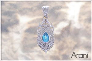 Z242 zawieszka, topaz niebieski+cyrkonia SREBRO 92