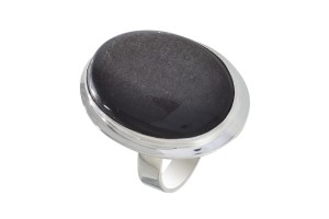 Pierścionek srebrny obsydian P150