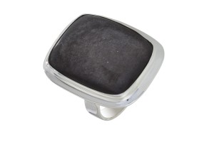 Pierścionek srebrny obsydian P151