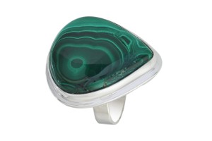 Pierścionek srebrny malachit P155
