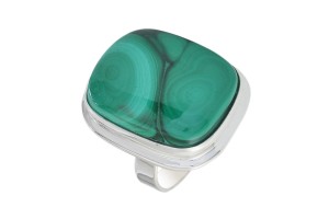 Pierścionek srebrny malachit P156