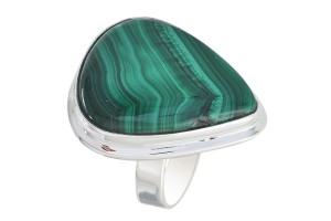 Pierścionek srebrny malachit P157