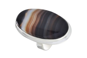 Pierścionek srebrny agat bended P164