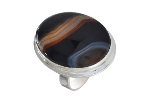 Pierścionek srebrny agat bended P165