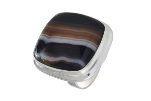 Pierścionek srebrny agat bended P166