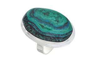 Pierścionek srebrny chryzokola z azurytem P169