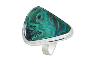 Pierścionek srebrny chryzokola z azurytem P171