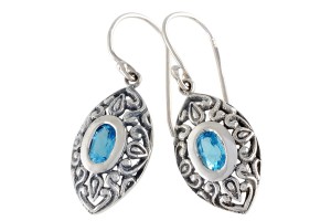 Kolczyki srebrne topaz niebieski K162