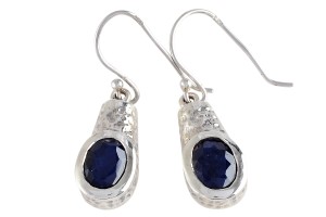 Kolczyki srebrne szafir K163