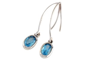 Kolczyki srebrne topaz niebieski K165