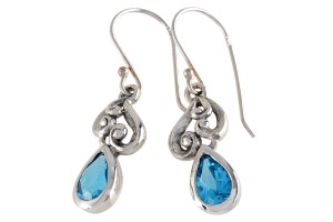 Kolczyki srebrne topaz niebieski K167