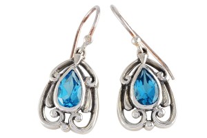 Kolczyki srebrne topaz niebieski K168