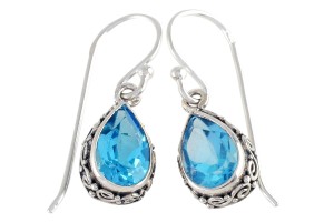 Kolczyki srebrne topaz niebieski K169