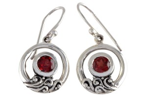 Kolczyki srebrne granat K178