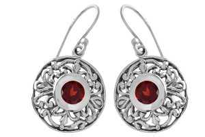 Kolczyki srebrne granat K194