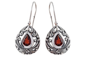Kolczyki srebrne granat K200