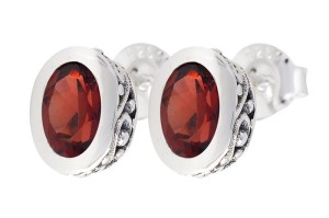Kolczyki srebrne granat K240
