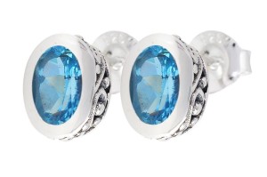 Kolczyki srebrne topaz niebieski K243