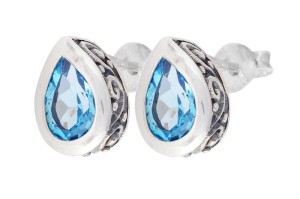 Kolczyki srebrne topaz niebieski K251