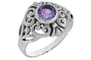 Pierścionek srebrny ametyst P276