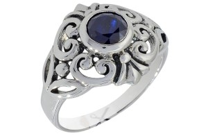 Pierścionek srebrny szafir P275