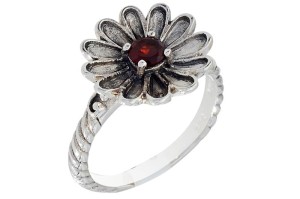 Pierścionek srebrny granat P264