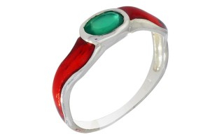 Pierścionek srebrny szmaragd P255