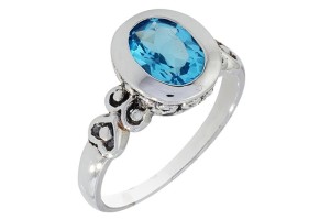 Pierścionek srebrny topaz niebieski P228