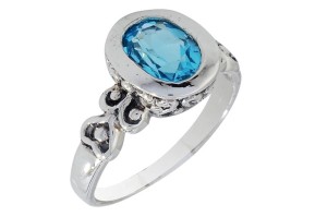 Pierścionek srebrny topaz niebieski P227