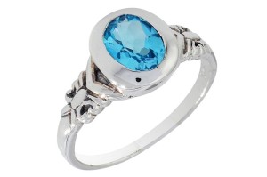 Pierścionek srebrny topaz niebieski P226