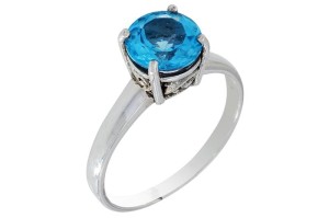 Pierścionek srebrny topaz niebieski P224
