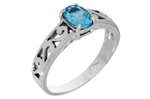 Pierścionek srebrny topaz niebieski P203