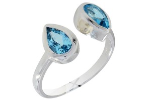 Pierścionek srebrny topaz niebieski P202