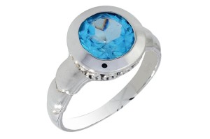 Pierścionek srebrny topaz niebieski P200