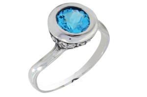 Pierścionek srebrny topaz niebieski P199