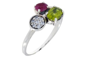 Pierścionek srebrny oliwin  P196