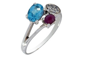 Pierścionek srebrny topaz niebieski P195