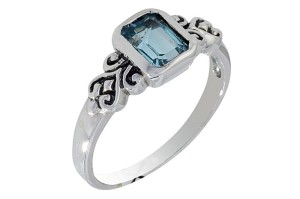 Pierścionek srebrny topaz niebieski P190