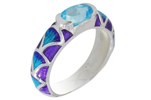 Pierścionek srebrny topaz niebieski P183
