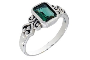 Pierścionek srebrny kwarc zielony P191