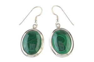 Kolczyki srebrne malachit K272