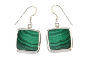 Kolczyki srebrne malachit K273