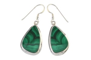Kolczyki srebrne malachit K274