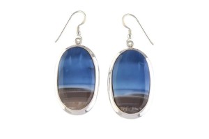 Kolczyki srebrne opal niebieski K344