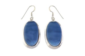 Kolczyki srebrne opal niebieski K343