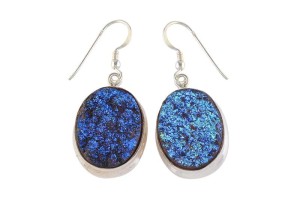 Kolczyki srebrne agat titanium K339