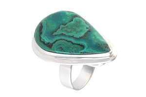 Pierścionek srebrny chryzokola Peru P395