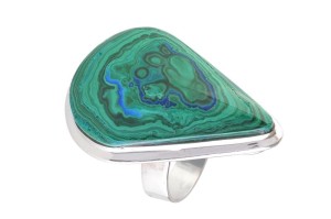 Pierścionek srebrny chryzokola Peru P394
